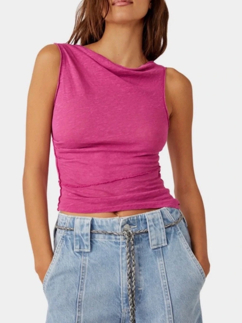 Free People We The Free Lola Asymmetrical Hem Tank Top Pink